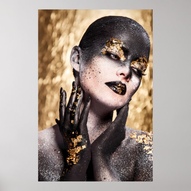 Dark Golden Beauty Body Paint Glamorous Art Poster (Vorne)