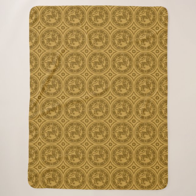Dark Goldenrod Mittelalterliche Löwen Sherpa Blank Sherpadecke (Vorderseite)