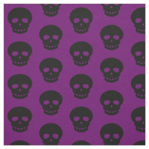 Dark Goth Lila Black Skulls Polka Dots Muster Stoff