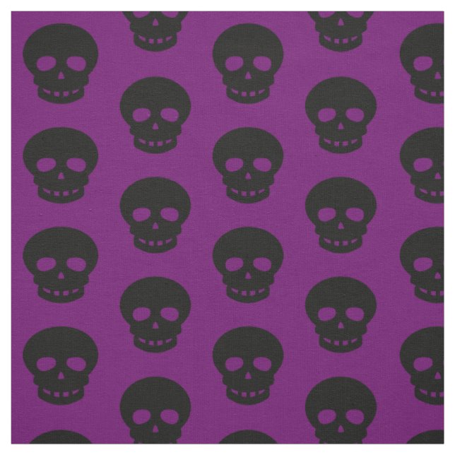 Dark Goth Lila Black Skulls Polka Dots Muster Stoff (Muster)