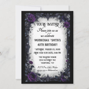 Dark Goth mit Lila Rose Geburtstagsparty Einladung