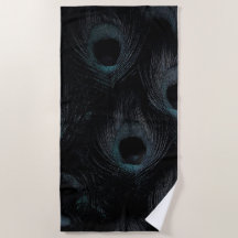 Dark Gothic Black Aquamarin Peacock Feathers
