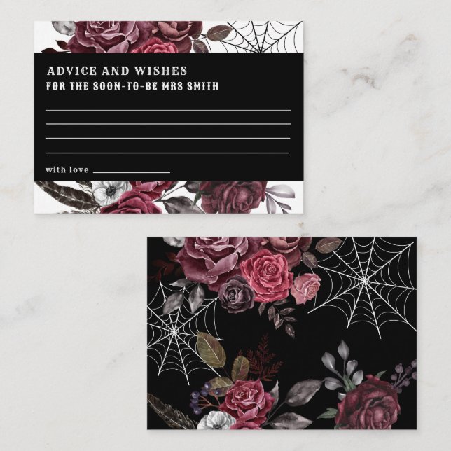 Dark gothic floral Brautparty Beratung und Wünsche Begleitkarte (Vorne/Hinten)