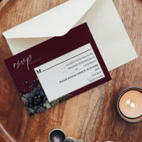 Dark Gothic Floral Burgundy Wedding Menü RSVP Kart