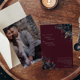 Dark Gothic Floral Foto Hochzeit Einladung