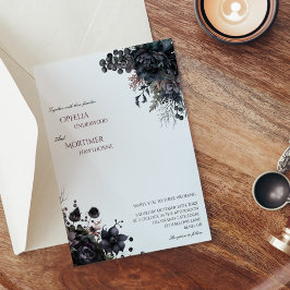 Dark Gothic Floral White Wedding Einladung