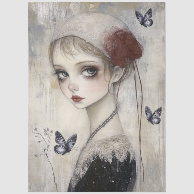 Dark Gothic Grunge Girl Decoupage Seidenpapier (Vorderseite)