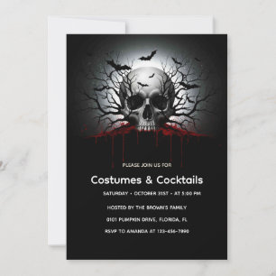 Dark Gothic Halloween Einladungskarte   Skull & Ba