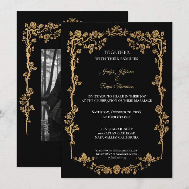Dark Gothic Halloween wedding Invitation (Devant / Derrière)