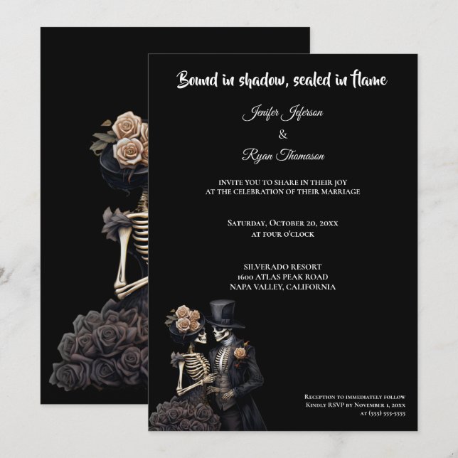 Dark  Gothic Halloween wedding invitation Einladung (Vorne/Hinten)