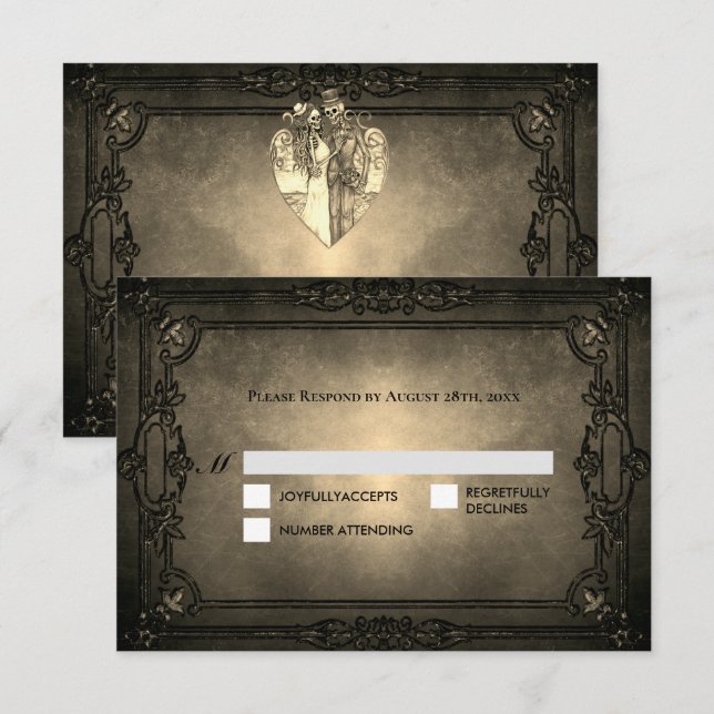 Dark Gothic Halloween Wedding RSVP Card (Devant / Derrière)