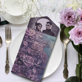 Dark Gothic Lila Lavender Rose One Foto All In One Einladung