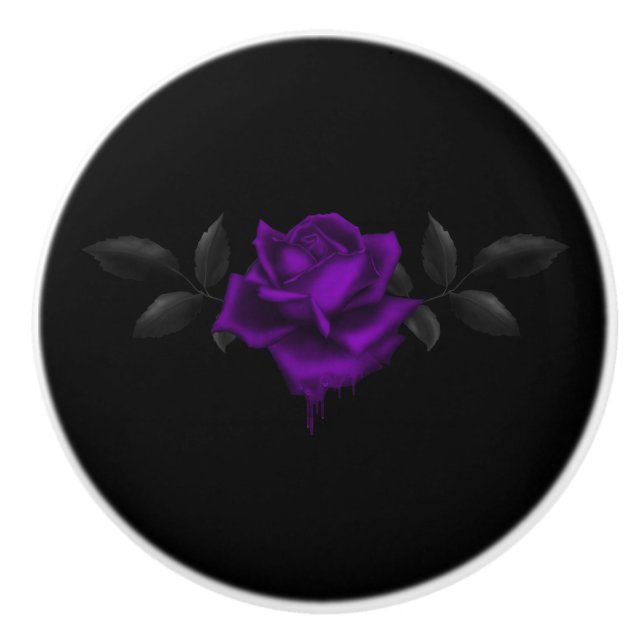 Dark Gothic Lila Rose Keramikknauf (Vorderseite)