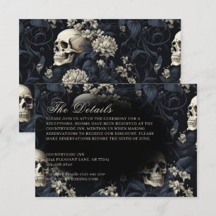 Dark Gothic Moody Skulls & Blume Hochzeit Begleitkarte