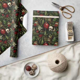 Dark Gothic Red & Green Witch Apothecary Geschenkpapier