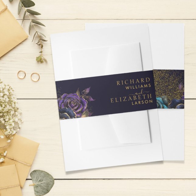 Dark Gothic Rose Glitzer Wedding Einladungsbanderole (Von Creator hochgeladen)