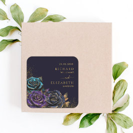 Dark Gothic Rose Glitzer Wedding Quadratischer Aufkleber
