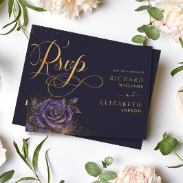 Dark Gothic Rose Glitzer Wedding RSVP Karte