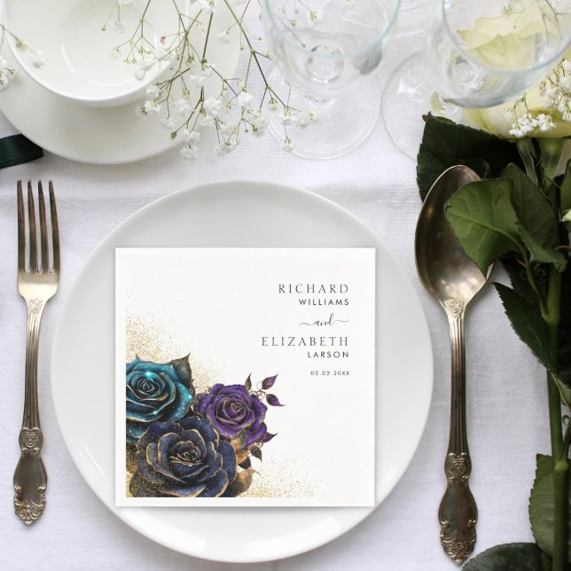 Dark Gothic Rose Glitzer Wedding Serviette (Von Creator hochgeladen)