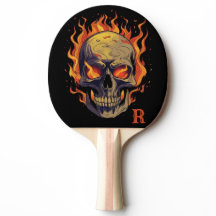 Dark Gothic Skull in Flames Monogram Initial