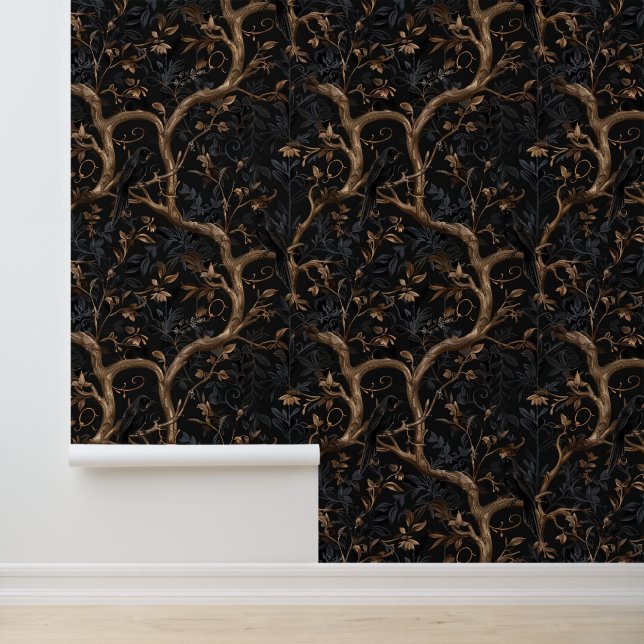Dark Gothic Vintag Tree Mystic Vines Botanical Tapete (Anwendung)