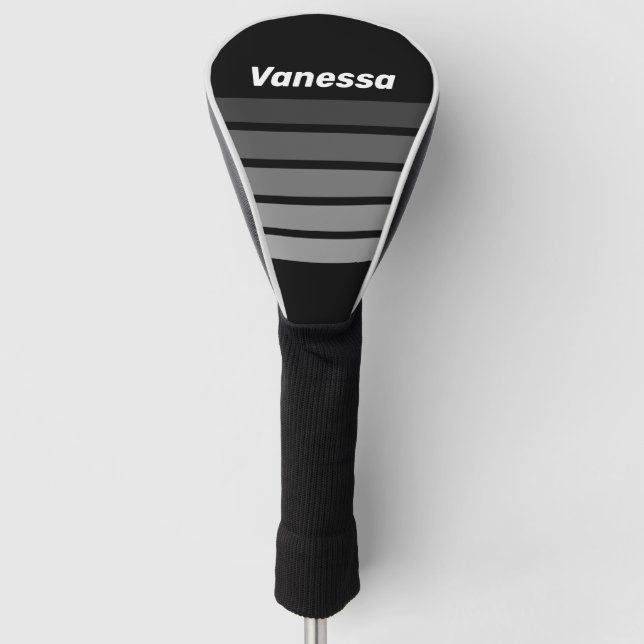 Dark Gradient Rainbow Across Striping with Name Golf Headcover (Vorderseite)