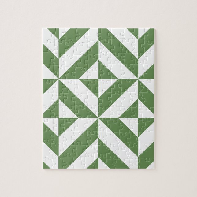 Dark Grass Green Geometric Deko Cube Pattern (Vertikal)