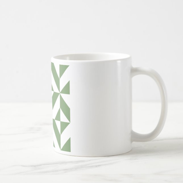 Dark Grass Green Geometric Deko Cube Pattern Kaffeetasse (Rechts)
