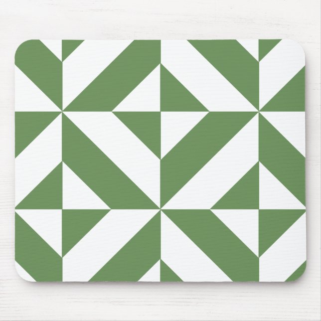 Dark Grass Green Geometric Deko Cube Pattern Mousepad (Vorne)