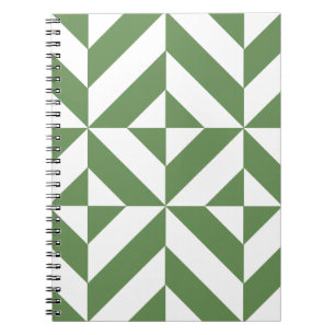 Dark Grass Green Geometric Deko Cube Pattern Notizblock