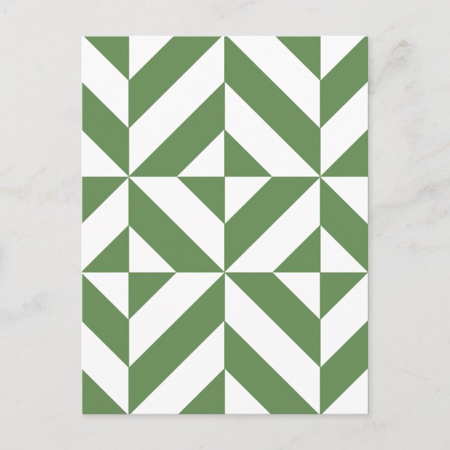 Dark Grass Green Geometric Deko Cube Pattern Postkarte (Vorderseite)