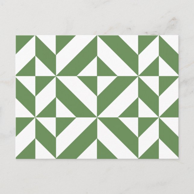 Dark Grass Green Geometric Deko Cube Pattern Postkarte (Vorderseite)