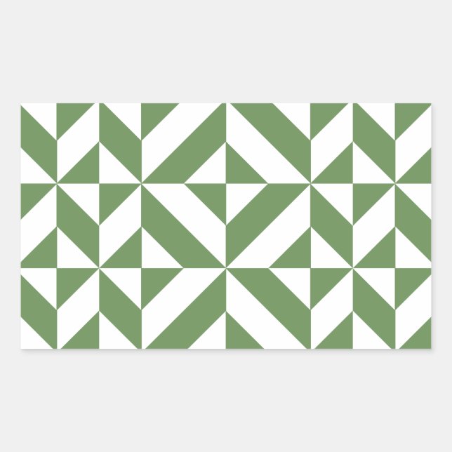 Dark Grass Green Geometric Deko Cube Pattern Rechteckiger Aufkleber (Vorderseite)