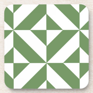 Dark Grass Green Geometric Deko Cube Pattern Untersetzer