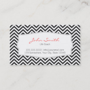Dark Grau Zickzack Stripes Life Coach Business Car Visitenkarte
