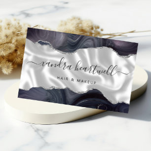 Dark Gray Agate Silver Glitzer Luxus Visitenkarten