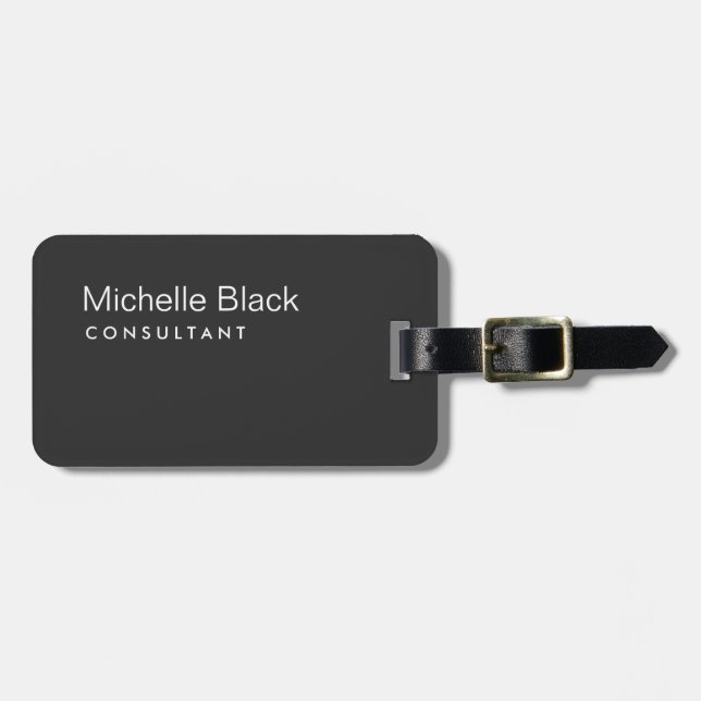 Dark Gray Black Modern Consultant Minimalistisch M Gepäckanhänger (Vorderseite horizontal)