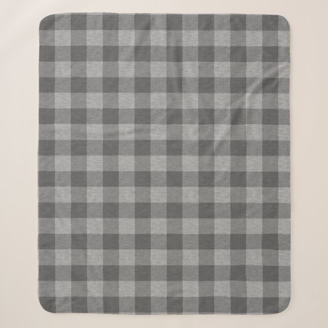 Dark Gray Buffalo Kariert Minky/Sherpa Throw Sherpadecke (Vorderseite)