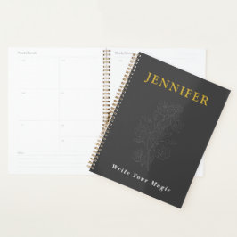 Dark Gray Elegant Custom Notebook – Sleek Planer