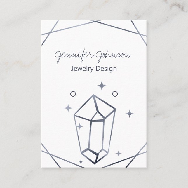 Dark Gray Foil Earring Display Card Visitenkarte (Vorderseite)