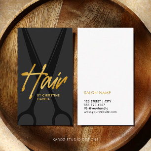 Dark Gray Gold Hair Stylist Salon Visitenkarte