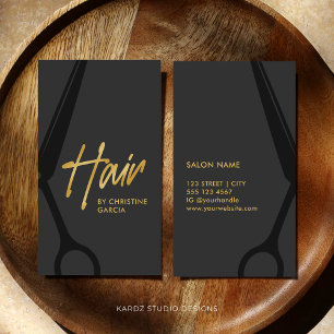 Dark Gray Gold Hair Stylist Salon Visitenkarte