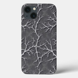 Dark Gray iPhone Case with Branch Textured Relief