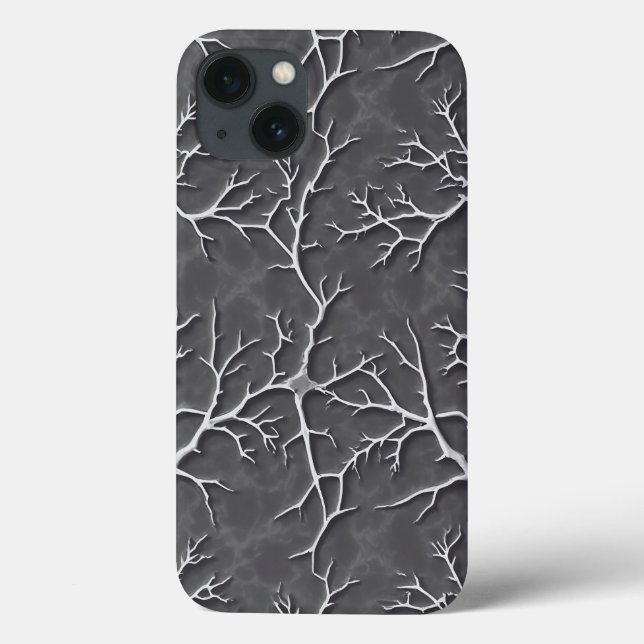 Dark Gray iPhone Case with Branch Textured Relief (Rückseite)