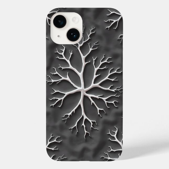 Dark Gray iPhone Case with Organic White Branches (Rückseite)