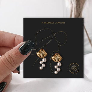 Dark Gray Lady Jewerly Orings Display Quadratische Visitenkarte