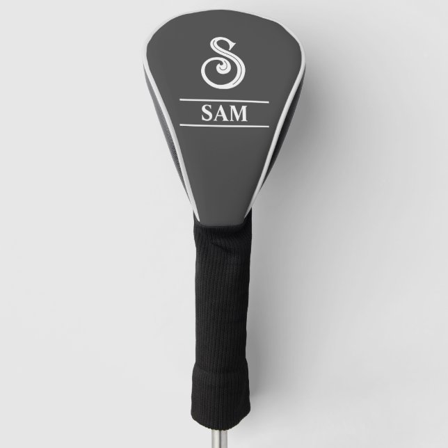 Dark Gray Mit Monogramm Golf Club Cover Headcover (Vorderseite)