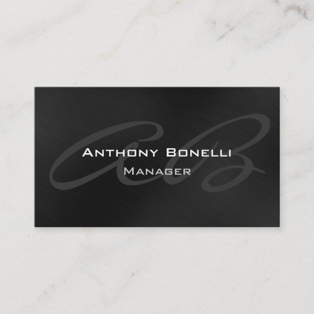 Dark Gray Modern Monogram Manager Business Card Visitenkarte (Vorderseite)