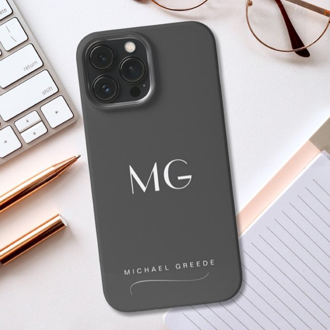 Dark Gray Monogram und Name iPhone 13 Pro Max Hülle (Von Creator hochgeladen)