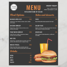 Dark Gray Orange Hamburger Hotdog Food-Menüpreise